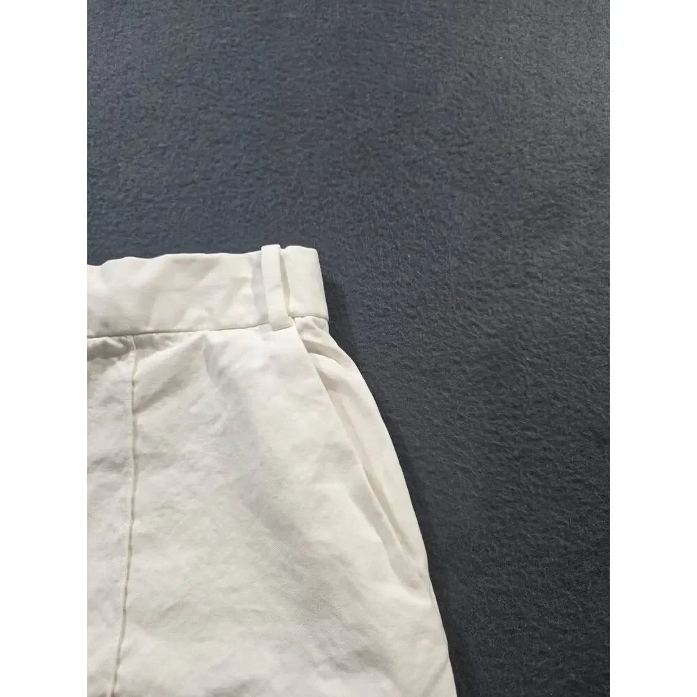 Tory Burch Mid Rise White Cotton Straight Leg Women's Pants Size 14 A010032